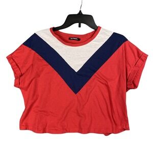 Terranova‎ Crop Top Size L Y2K Softcore Minimalist Summer Essential Chevron